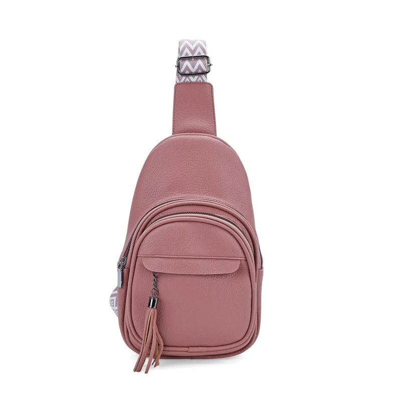 Crossbody-Tasche aus Nylon, mit mehreren Reißverschlussfächern und verstellbarem Schulterriemen, 24x15x9?cm, Rot