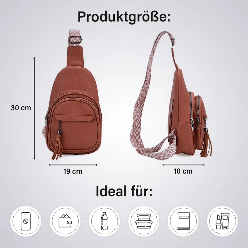 Crossbody-Tasche aus Nylon, mit mehreren Reißverschlussfächern und verstellbarem Schulterriemen, 24x15x9?cm, Rot