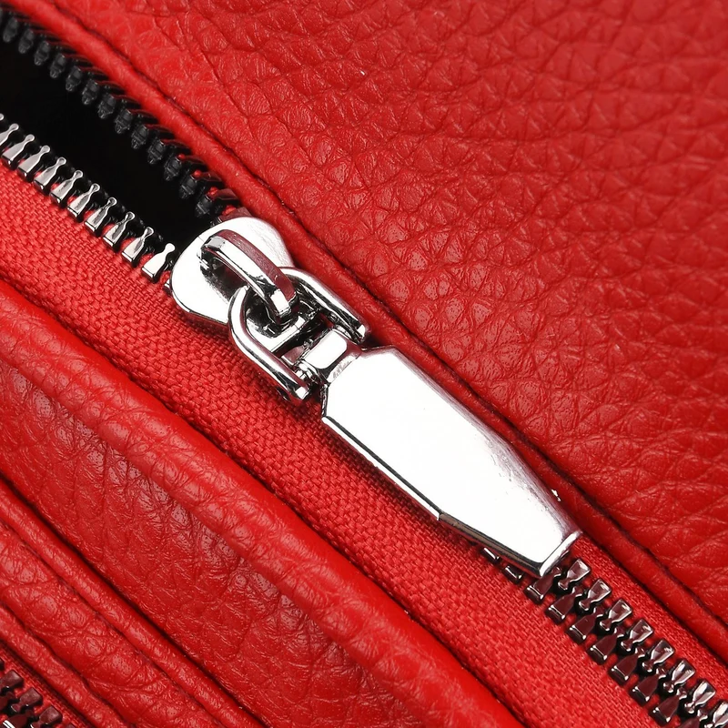Crossbody-Tasche aus Nylon, mit mehreren Reißverschlussfächern und verstellbarem Schulterriemen, 24x15x9?cm, Rot