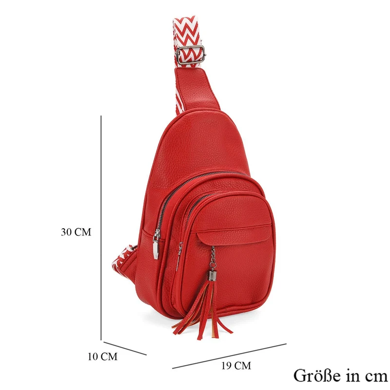 Crossbody-Tasche aus Nylon, mit mehreren Reißverschlussfächern und verstellbarem Schulterriemen, 24x15x9?cm, Rot