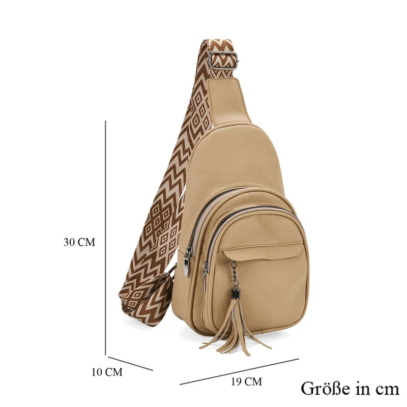 Crossbody-Tasche aus Nylon, mit mehreren Reißverschlussfächern und verstellbarem Schulterriemen, 24x15x9?cm, Rot