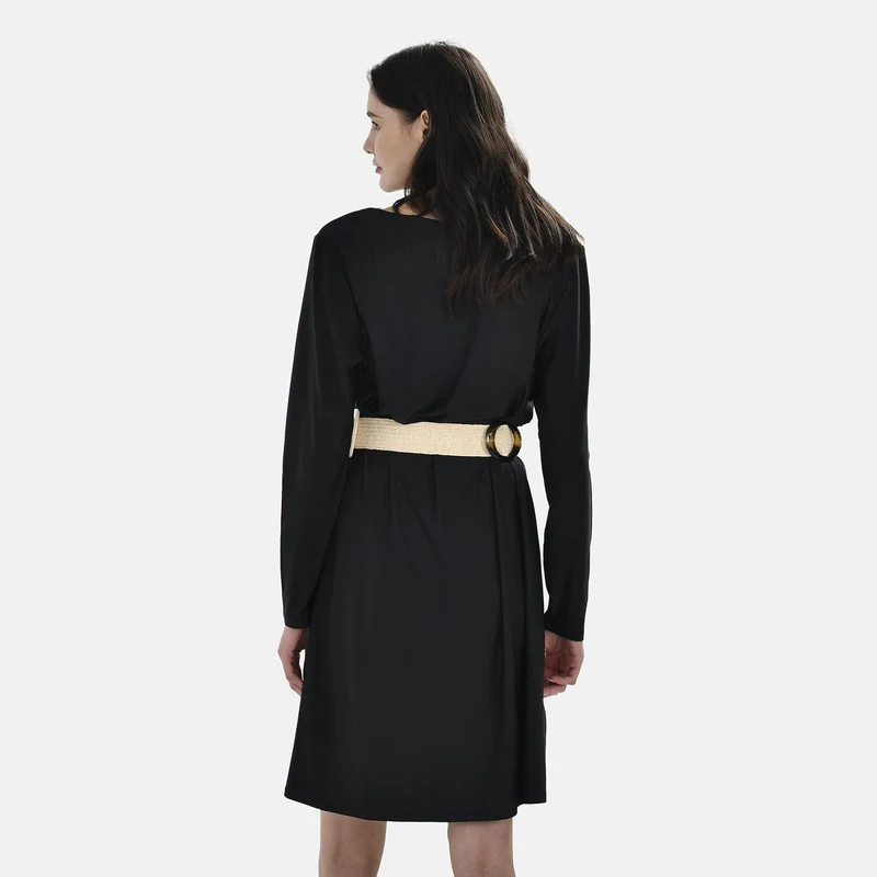 Elastischer Stroh-Gürtel mit 5 austauschbaren Schnallen, Beige