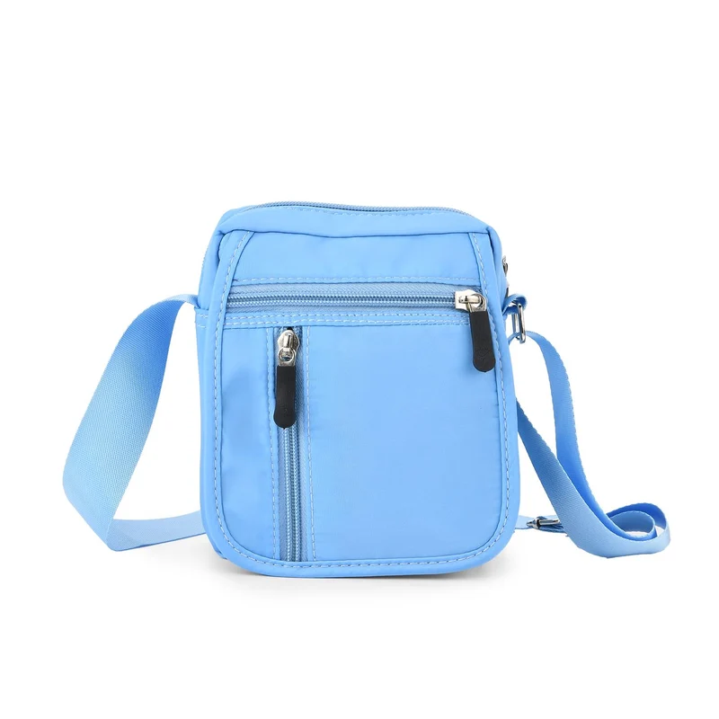 Umhängetasche mit mehreren Reißverschlussfächern und RFID-Schutz, Größe 12,5x6x16 cm, Rosenrot