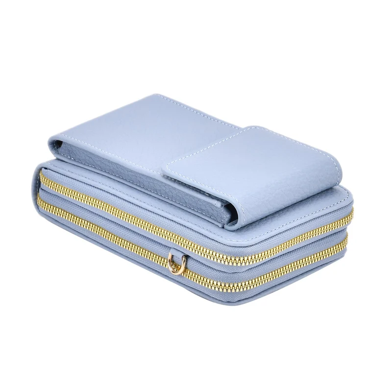 Crossbody-Handytasche mit RFID-Schutz, Kartenfächern und gemustertem Trageriemen, ca. 19x6x11 cm, Grün