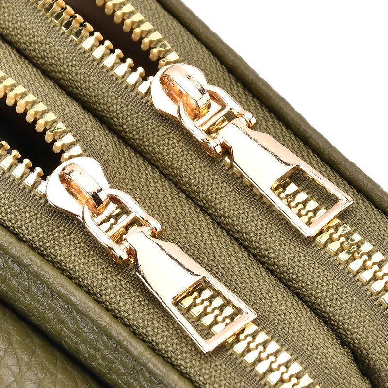 Crossbody-Handytasche mit RFID-Schutz, Kartenfächern und gemustertem Trageriemen, ca. 19x6x11 cm, Grün