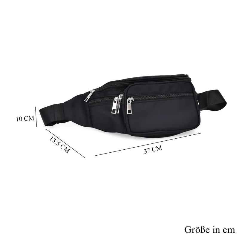 Gürteltasche mit RFID-Schutz, Nylon, 6 Reißverschlussfächer, Schnellverschluss, verstellbarer Schultergurt, Größe 37x10x13,5?cm, marineblau