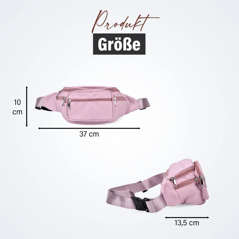 Gürteltasche mit RFID-Schutz, Nylon, 6 Reißverschlussfächer, Schnellverschluss, verstellbarer Schultergurt, Größe 37x10x13,5?cm, marineblau