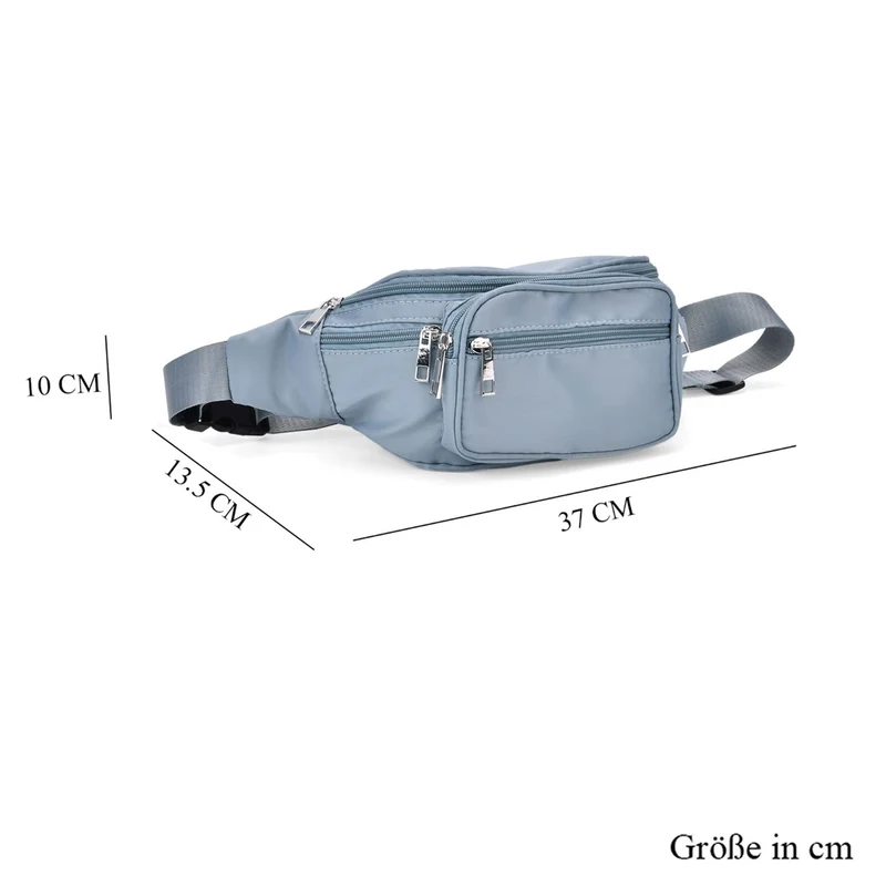 Gürteltasche mit RFID-Schutz, Nylon, 6 Reißverschlussfächer, Schnellverschluss, verstellbarer Schultergurt, Größe 37x10x13,5?cm, marineblau
