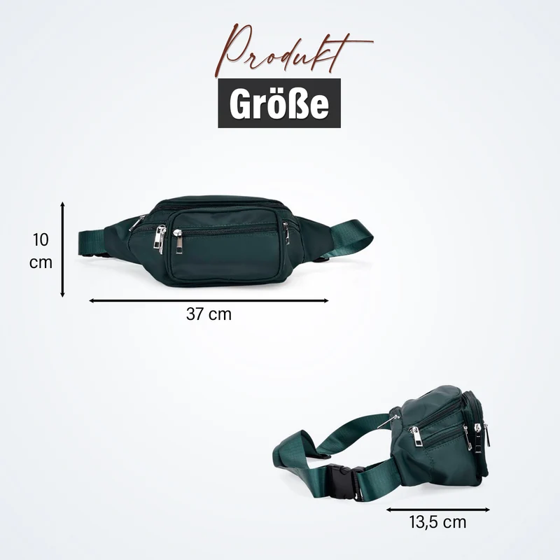 Gürteltasche mit RFID-Schutz, Nylon, 6 Reißverschlussfächer, Schnellverschluss, verstellbarer Schultergurt, Größe 37x10x13,5?cm, marineblau