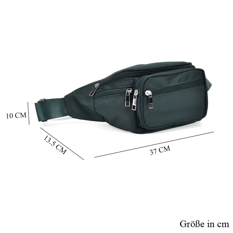 Gürteltasche mit RFID-Schutz, Nylon, 6 Reißverschlussfächer, Schnellverschluss, verstellbarer Schultergurt, Größe 37x10x13,5?cm, marineblau