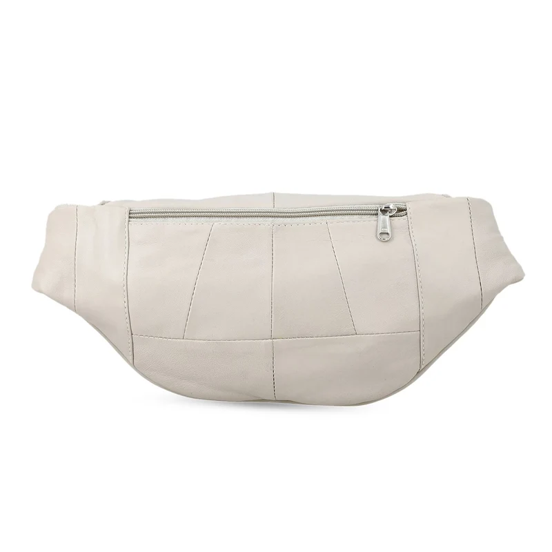 Gürteltasche aus 100 % Echtleder mit Stepp-Design, verstellbarer Riemen, Marineblau