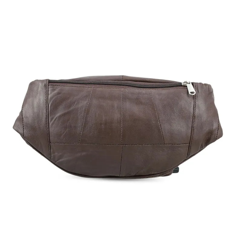 Gürteltasche aus 100 % Echtleder mit Stepp-Design, verstellbarer Riemen, Marineblau