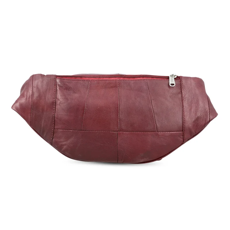 Gürteltasche aus 100 % Echtleder mit Stepp-Design, verstellbarer Riemen, Marineblau