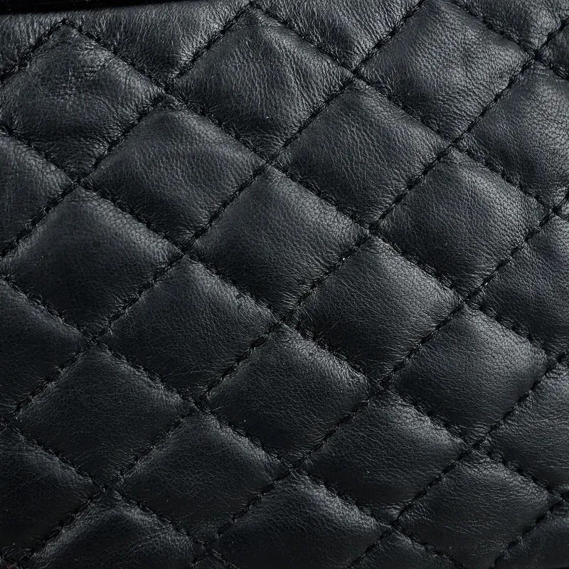 Gürteltasche aus 100 % Echtleder mit Stepp-Design, verstellbarer Riemen, Marineblau