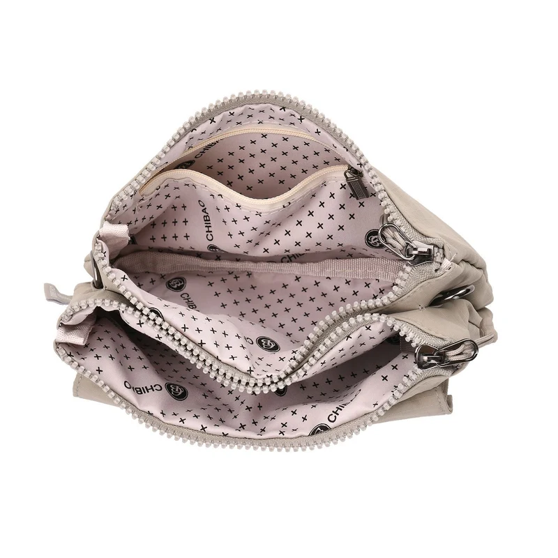 Crossbody-Tasche aus Nylon, mit mehreren Reißverschlussfächern und verstellbarem Schulterriemen, 20x12x3.5 cm, Schwarz