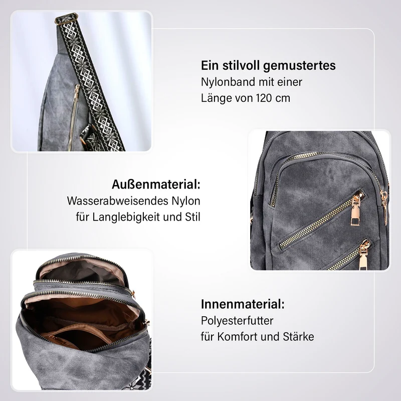 Crossbody-Slingbag aus Nylon mit RFID-Schutz, ca. 19 x 8 x 32 cm, verstellbarer Trageriemen, rosa