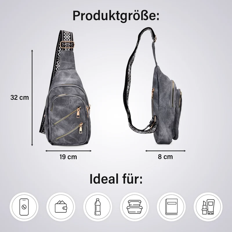 Crossbody-Slingbag aus Nylon mit RFID-Schutz, ca. 19 x 8 x 32 cm, verstellbarer Trageriemen, rosa
