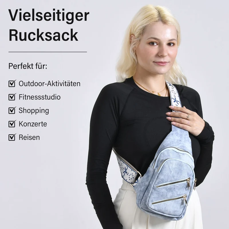 Crossbody-Slingbag aus Nylon mit RFID-Schutz, ca. 19 x 8 x 32 cm, verstellbarer Trageriemen, rosa