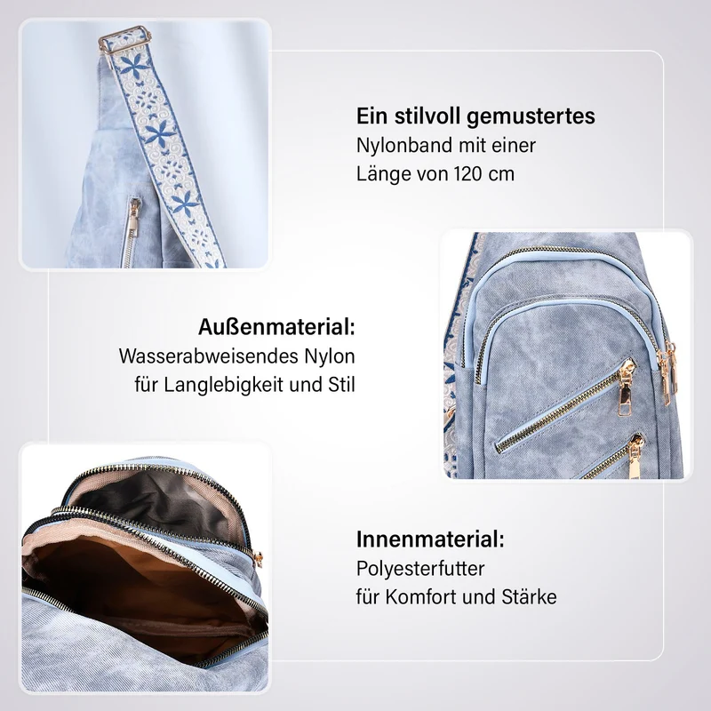 Crossbody-Slingbag aus Nylon mit RFID-Schutz, ca. 19 x 8 x 32 cm, verstellbarer Trageriemen, rosa