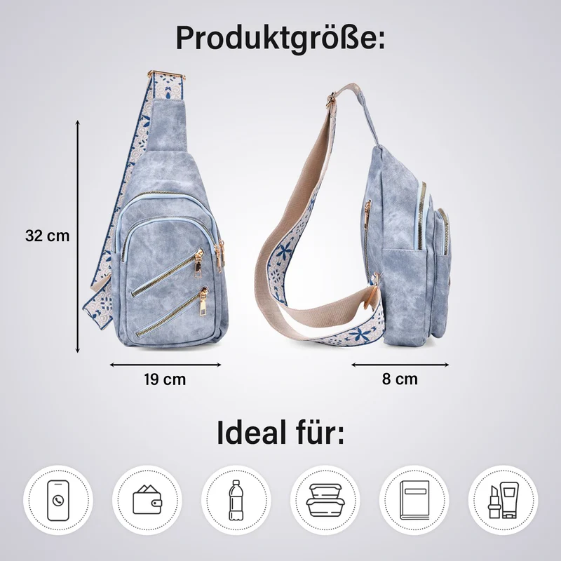 Crossbody-Slingbag aus Nylon mit RFID-Schutz, ca. 19 x 8 x 32 cm, verstellbarer Trageriemen, rosa