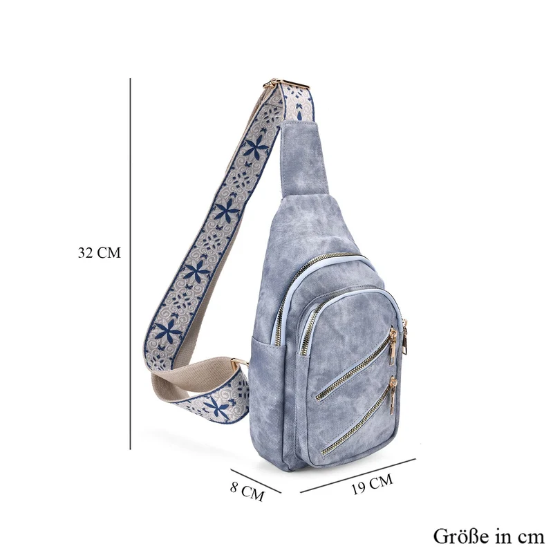 Crossbody-Slingbag aus Nylon mit RFID-Schutz, ca. 19 x 8 x 32 cm, verstellbarer Trageriemen, rosa