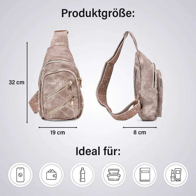 Crossbody-Slingbag aus Nylon mit RFID-Schutz, ca. 19 x 8 x 32 cm, verstellbarer Trageriemen, rosa