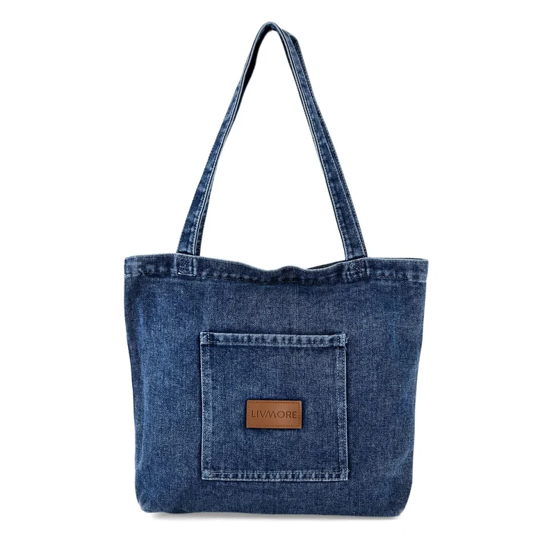 LIVMORE Shopper Tasche mit Reißverschlussfach und Innenfach 42 x 34 x 8 cm Dunkelblau