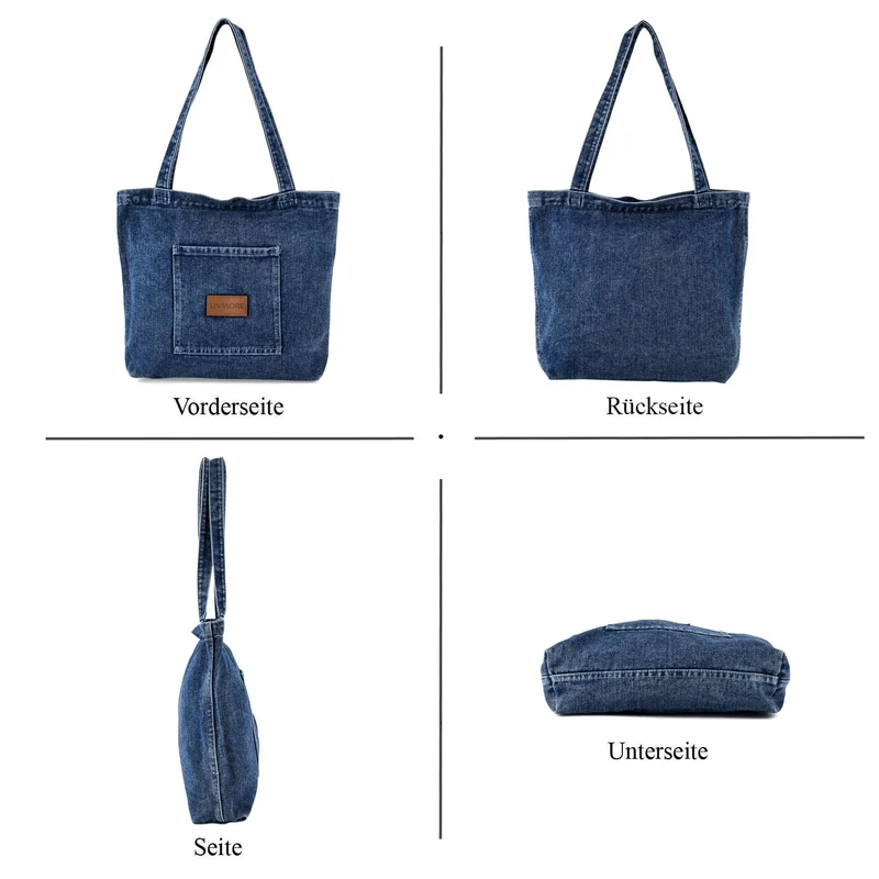 LIVMORE Shopper Tasche mit Reißverschlussfach und Innenfach 42 x 34 x 8 cm Dunkelblau