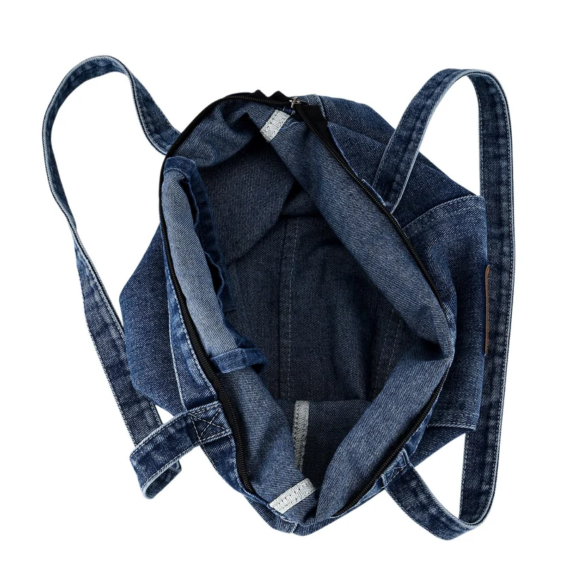 LIVMORE Shopper Tasche mit Reißverschlussfach und Innenfach 42 x 34 x 8 cm Dunkelblau