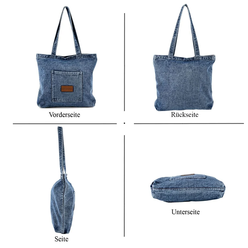 LIVMORE Shopper Tasche mit Reißverschlussfach und Innenfach 42 x 34 x 8 cm Dunkelblau