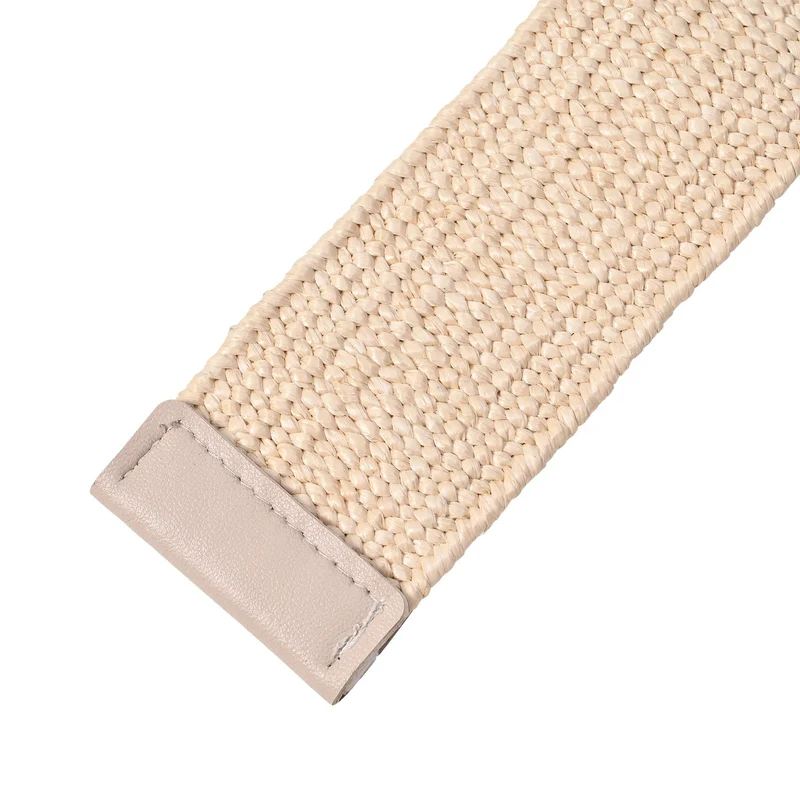 Elastischer Gürtel mit Holzschnalle 99x4.8cm, weiß