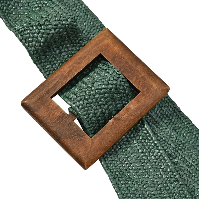 Elastischer Gürtel mit Holzschnalle 99x4.8cm, weiß