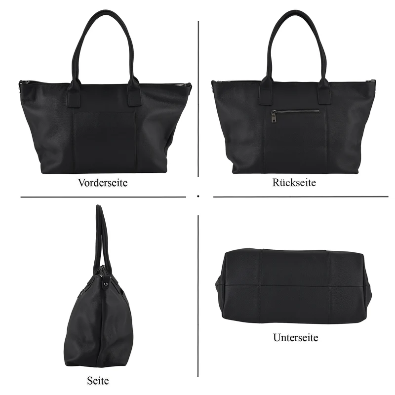 Echtleder-Schultertasche, Shopper-Design, Reißverschluss, abnehmbarer Schulterriemen, 38x17x30 cm, Aprikose