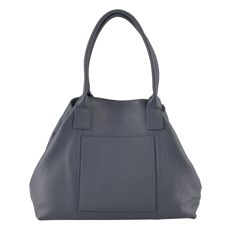 Echtleder-Schultertasche, Shopper-Design, Reißverschluss, abnehmbarer Schulterriemen, 38x17x30 cm, Aprikose