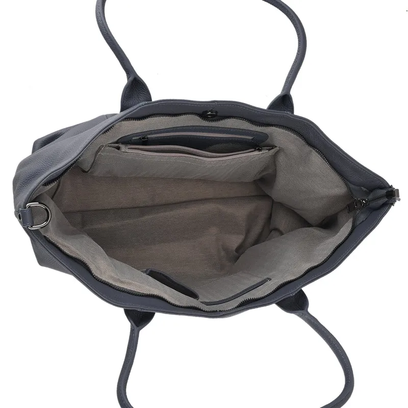 Echtleder-Schultertasche, Shopper-Design, Reißverschluss, abnehmbarer Schulterriemen, 38x17x30 cm, Aprikose