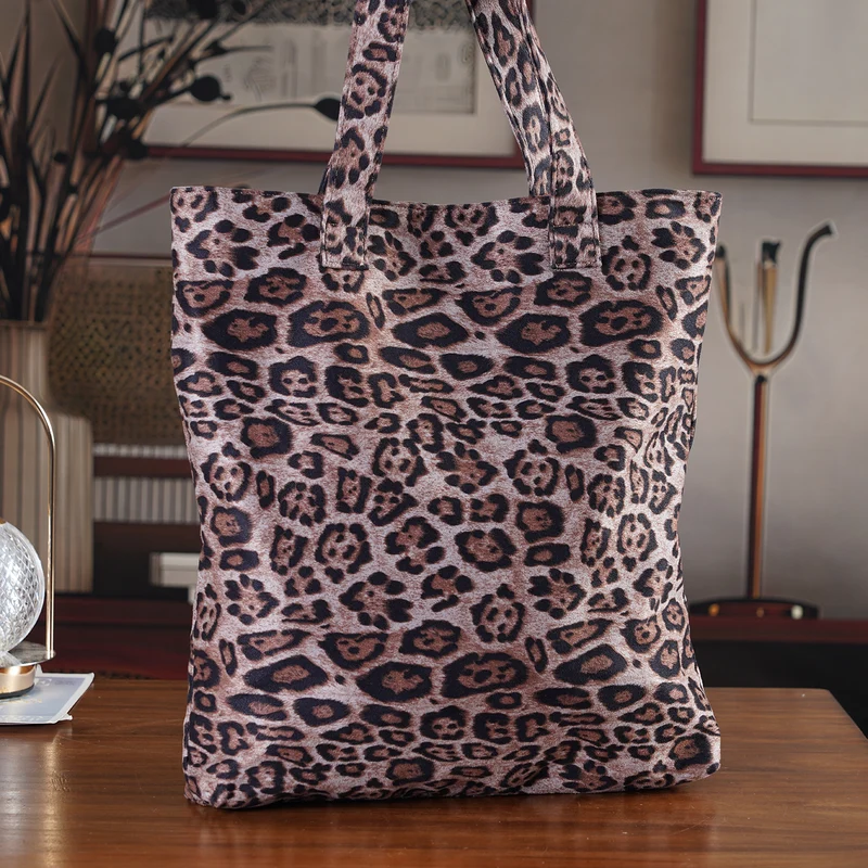 Leopardenmuster Shopper mit Reißverschluss, Polyester, 40 x 5,5 x 39 cm, Grau