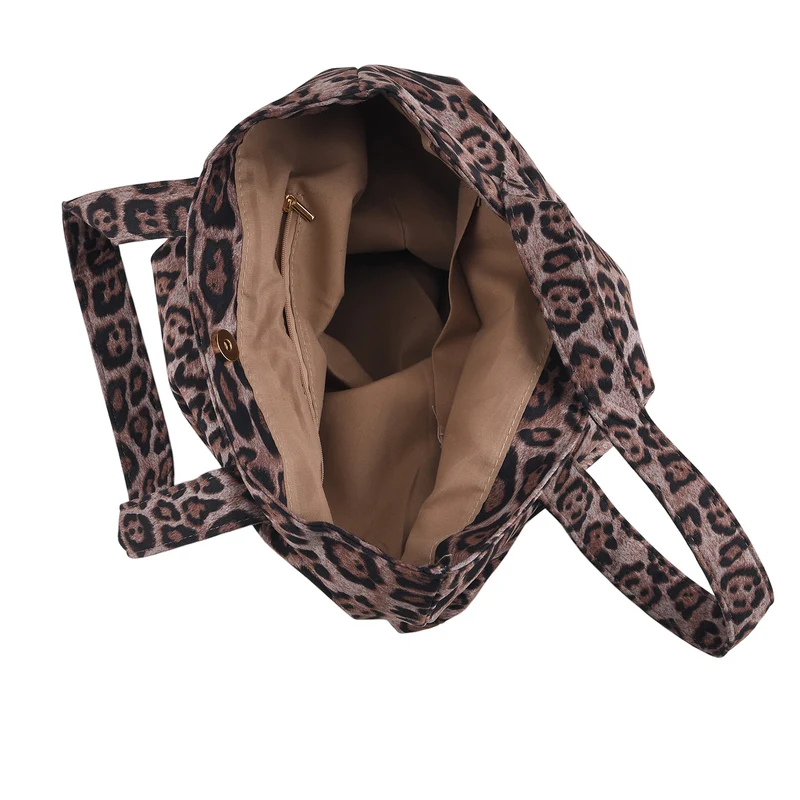 Leopardenmuster Shopper mit Reißverschluss, Polyester, 40 x 5,5 x 39 cm, Grau