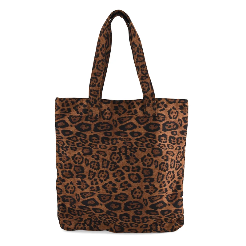 Leopardenmuster Shopper mit Reißverschluss, Polyester, 40 x 5,5 x 39 cm, Grau