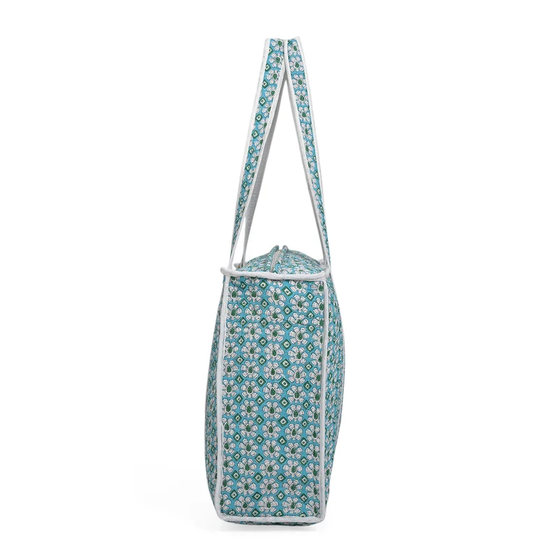 LIVMORE Stepp-Shopper mit Reißverschluss und langen Henkeln, 45 x 43 x 15 cm, Marineblau