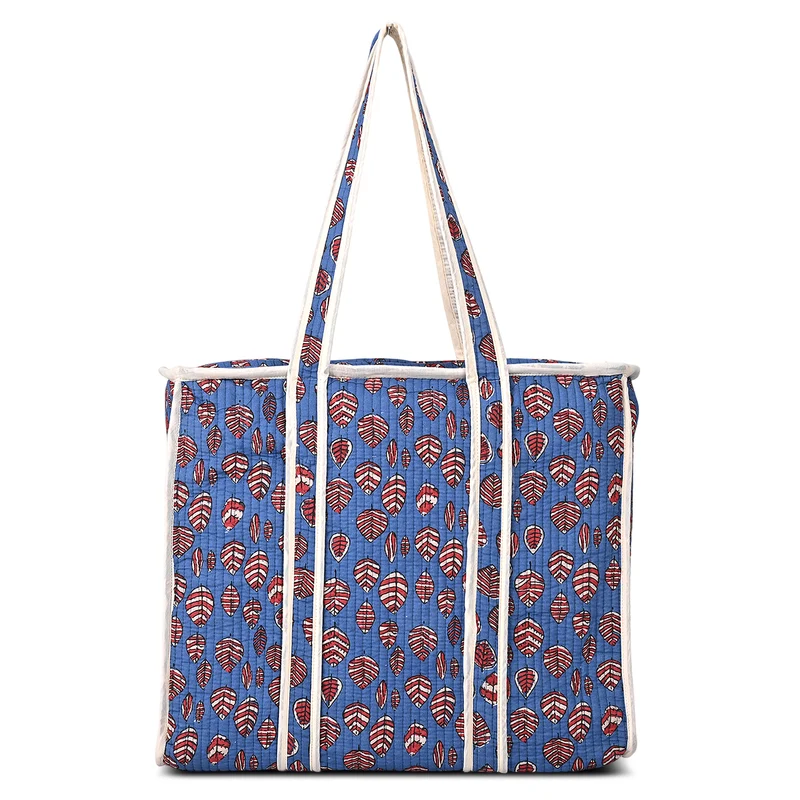LIVMORE Stepp-Shopper mit Reißverschluss und langen Henkeln, 45 x 43 x 15 cm, Marineblau