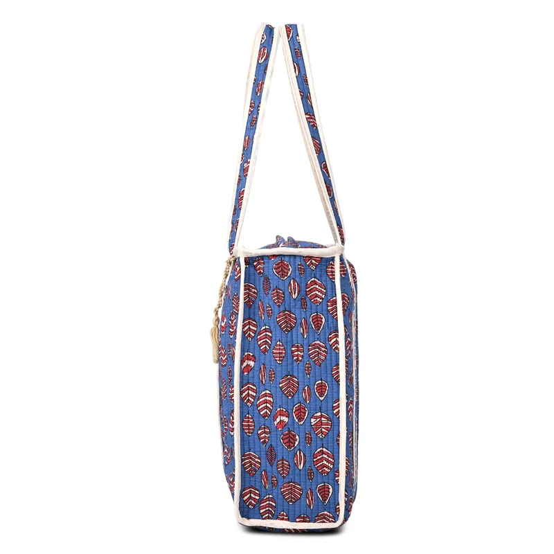 LIVMORE Stepp-Shopper mit Reißverschluss und langen Henkeln, 45 x 43 x 15 cm, Marineblau