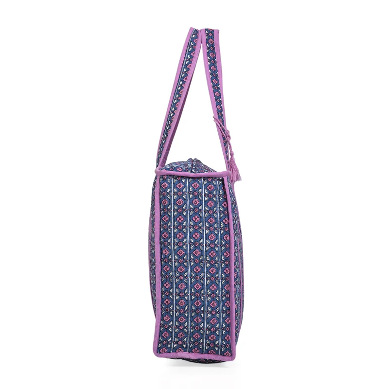 LIVMORE Stepp-Shopper mit Reißverschluss und langen Henkeln, 45 x 43 x 15 cm, Marineblau