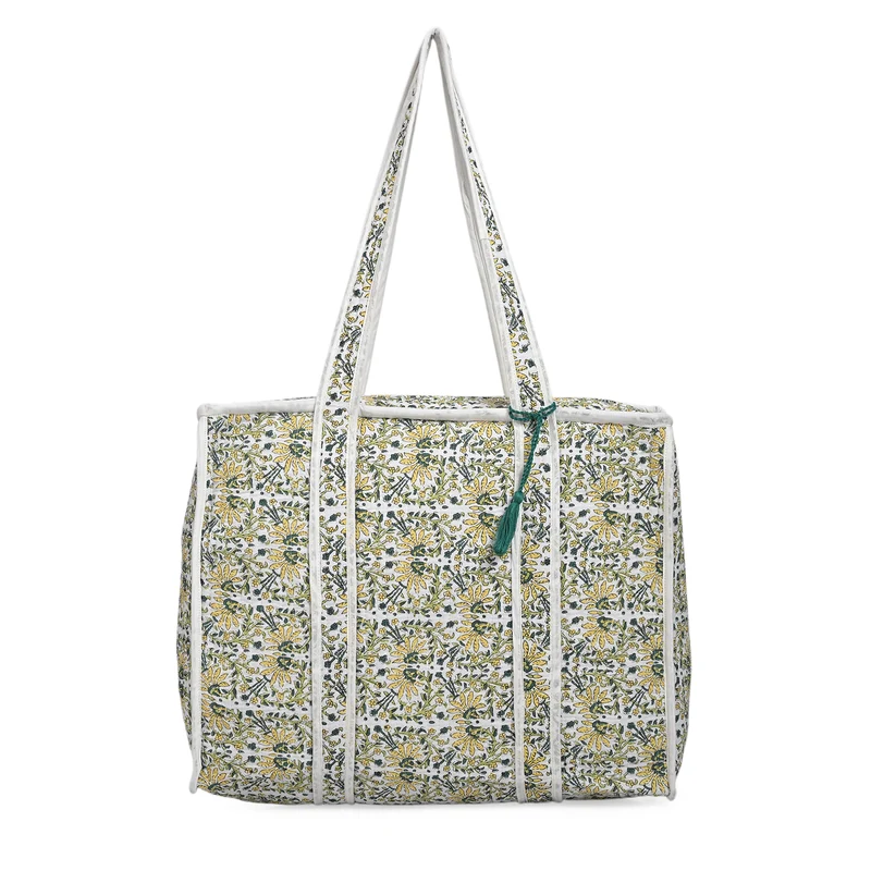 LIVMORE Stepp-Shopper mit Reißverschluss und langen Henkeln, 45 x 43 x 15 cm, Marineblau