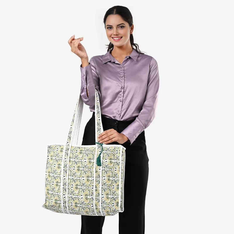LIVMORE Stepp-Shopper mit Reißverschluss und langen Henkeln, 45 x 43 x 15 cm, Marineblau