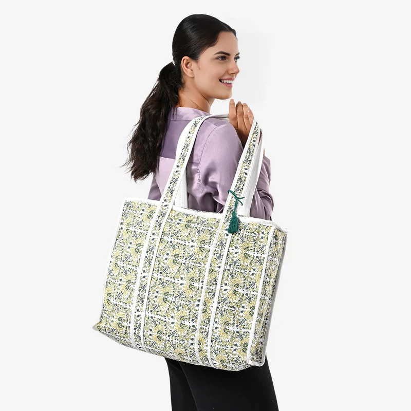 LIVMORE Stepp-Shopper mit Reißverschluss und langen Henkeln, 45 x 43 x 15 cm, Marineblau