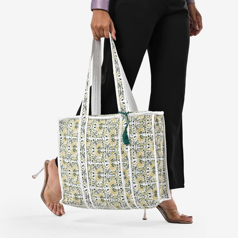 LIVMORE Stepp-Shopper mit Reißverschluss und langen Henkeln, 45 x 43 x 15 cm, Marineblau