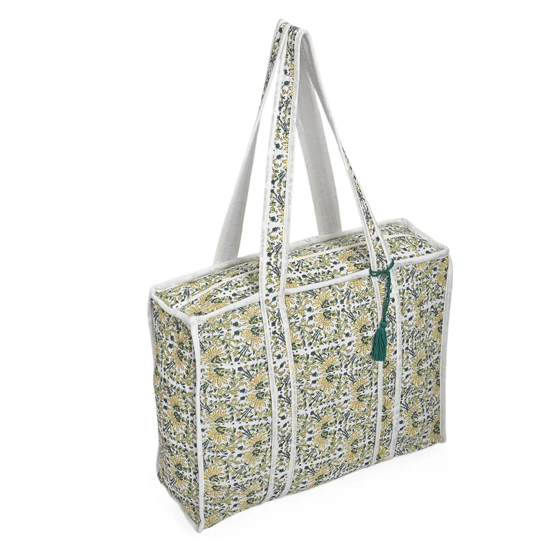 LIVMORE Stepp-Shopper mit Reißverschluss und langen Henkeln, 45 x 43 x 15 cm, Marineblau