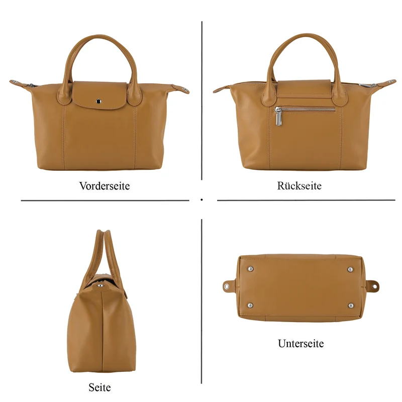 Echtleder Crossbody-Tasche, kompaktes Design, 2 Reißverschlussfächer außen, 2 Innenfächer mit Reißverschluss, 1 Steckfach, 28x14x20 cm, Burgunder