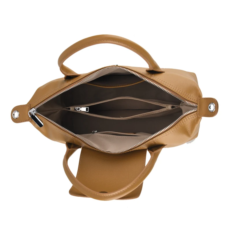 Echtleder Crossbody-Tasche, kompaktes Design, 2 Reißverschlussfächer außen, 2 Innenfächer mit Reißverschluss, 1 Steckfach, 28x14x20 cm, Burgunder