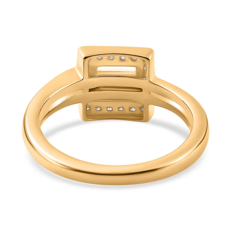 GP Kollektion - Kanchanaburi Blauer Saphir, Weißer Diamant Ring 925 Silber Gelbgold Vermeil ca. 0.20 ct